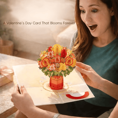 Paper Love 3D Pop-Up Valentine’s Card 🌹 Romantic Flower Bouquet Keepsake 💌 Perfect Gift for Loved Ones 🎁