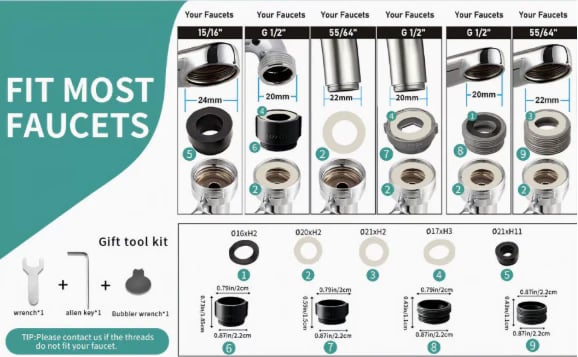 🏷 🎉 Rotatable Faucet Aerator Extension with 2 Splash Modes 💦, Free Install Kit 🎁