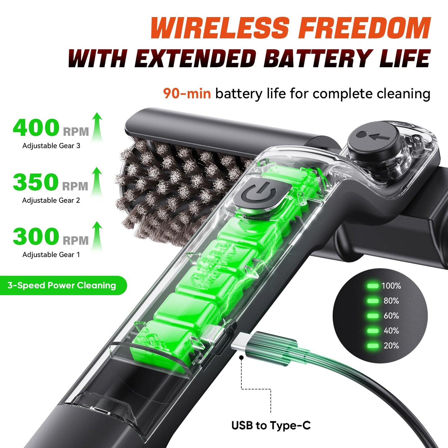 Cordless Electric Rotary Grill Brush for BBQ