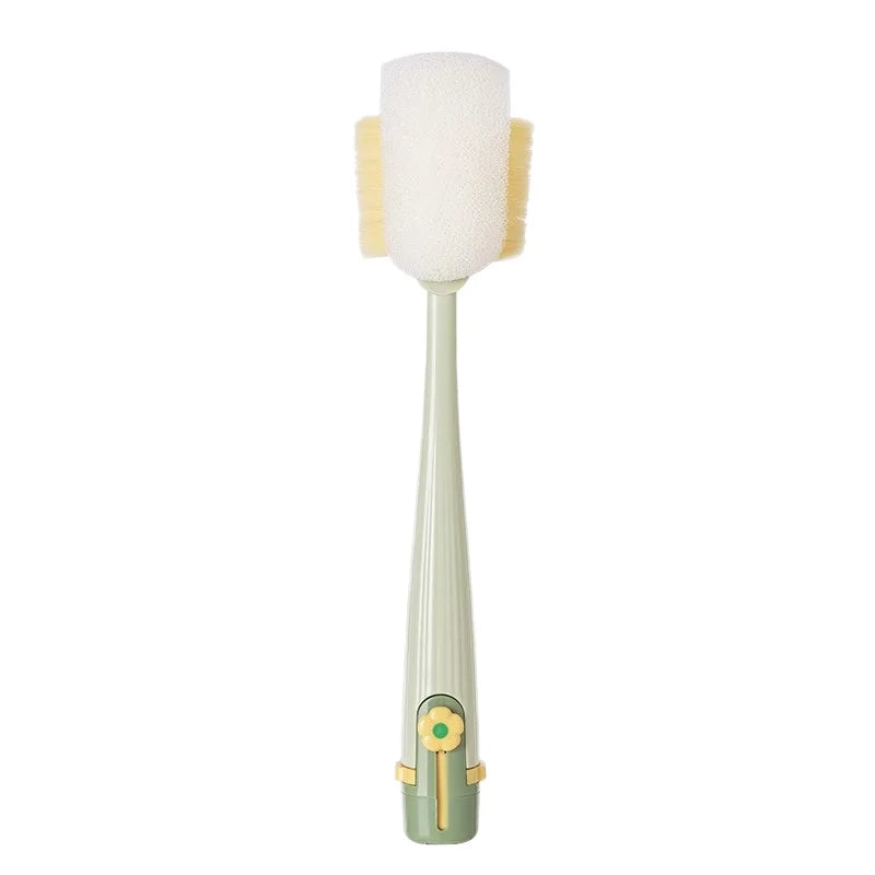 🎀Multi-functional 5-in-1 kitchen cup brush, straw brush, cleaner, squeegee-style long handle, lightweight, durable, and eco-friendly PP soft material.