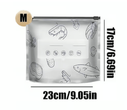 💥(Pack of 30) 2026 New Reusable Aluminum Foil Sealing Food Storage Bags with Labels and Zipper Closure, suitable for food preservation and longer storage.