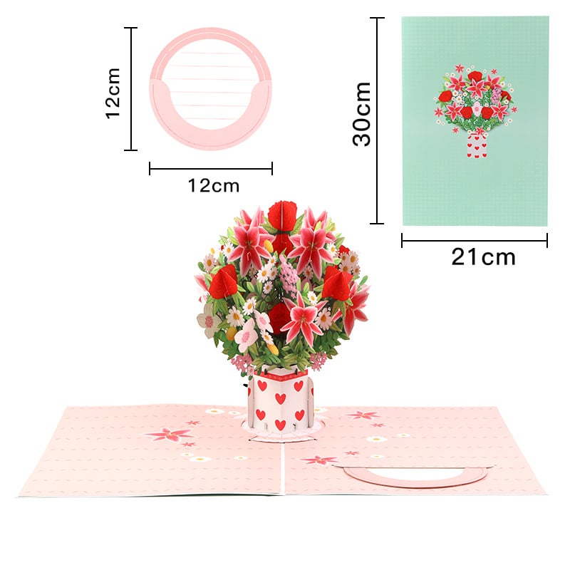 Paper Love 3D Pop-Up Valentine’s Card 🌹 Romantic Flower Bouquet Keepsake 💌 Perfect Gift for Loved Ones 🎁