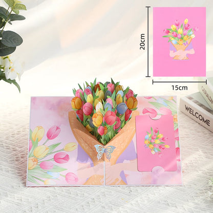 Paper Love 3D Pop-Up Valentine’s Card 🌹 Romantic Flower Bouquet Keepsake 💌 Perfect Gift for Loved Ones 🎁